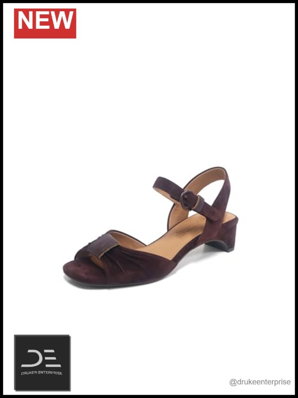 Genuine Suede Ankle Strap Heeled Sandals Slip Resistant Open Toe